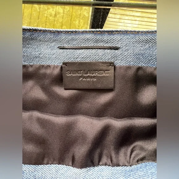 Saint Laurent Denim Mini Skirt with Metal Hearts Size 27